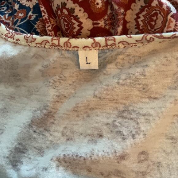 Unbranded Multi Color Short Sleeve Bohemian Pleated Front Top L - Picture 4 of 6